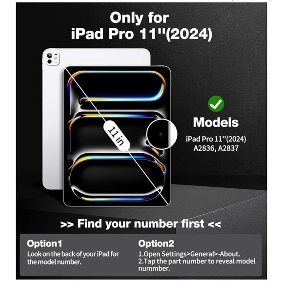 Matekxy Slim Case for 2024 iPad Pro-11 Inch M4 5th Generation iPad Cases Black - Picture 1 of 7